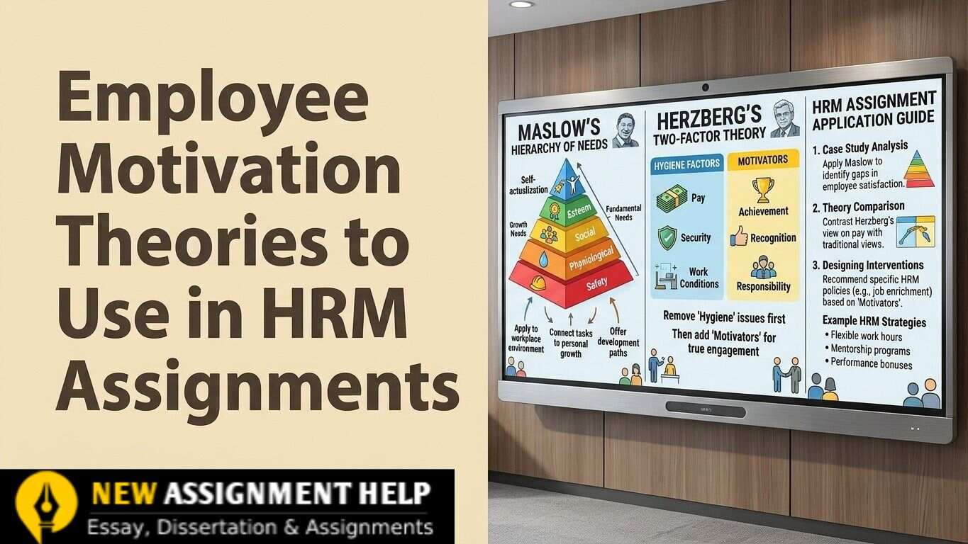 Table matching HRM assignment topics like job satisfaction, rewards, and leadership to their best-fit motivation theories.